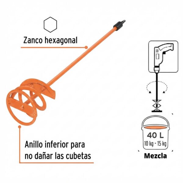 Taladro para Mezclar Pintura Truper ROTO-1/2A7-2 600W con Revolvedor 40cm